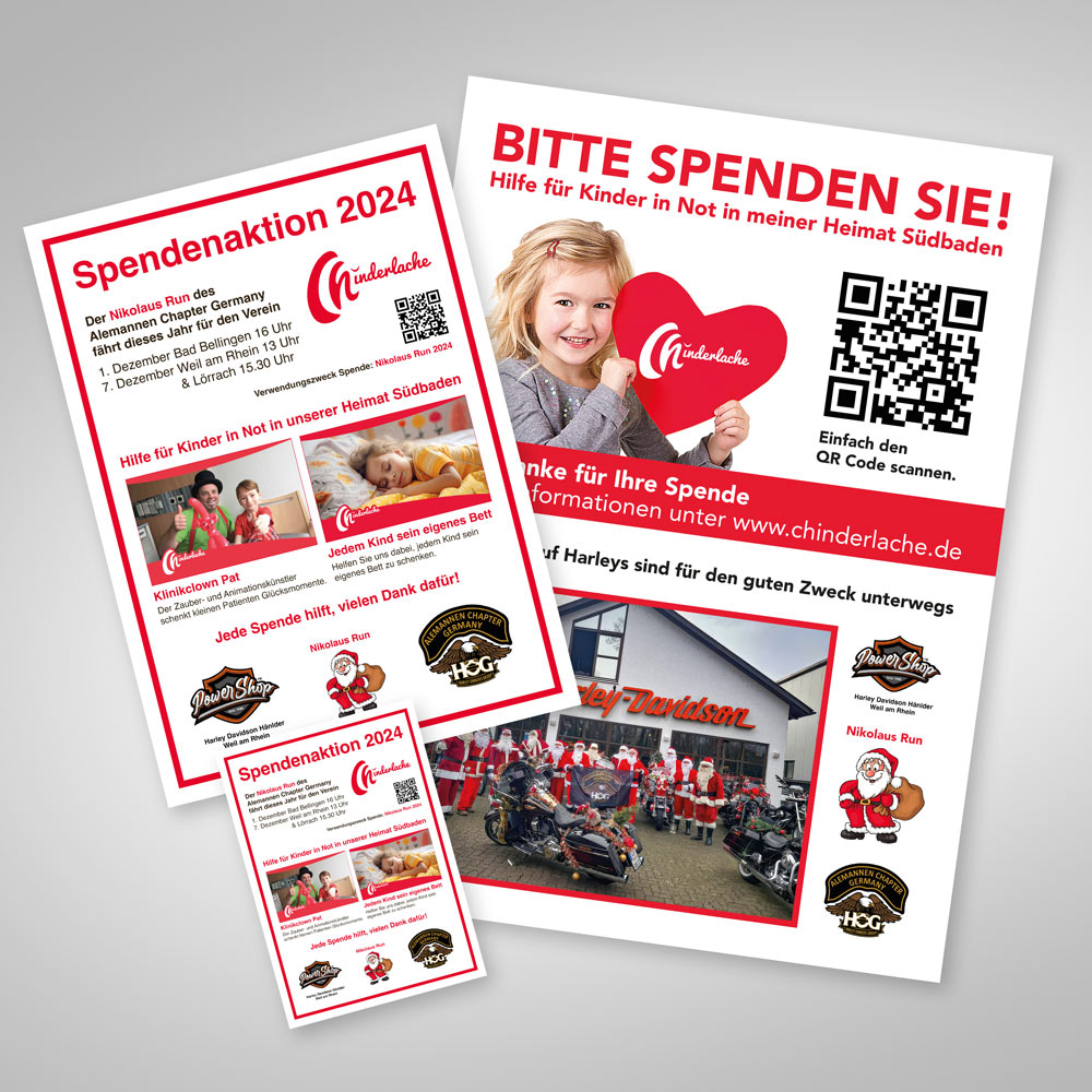 Plakate und Flyer für Chinderlache e.V.